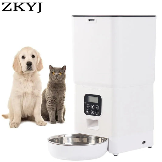6L Automatic Pet Feeder for Cats Dogs Smart Swirl Slow Feeder with Voice Recorder Large Capacity Timing Cat Food Dispenser